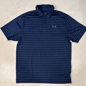 Under Armour Blue Striped Polo Shirt Performance